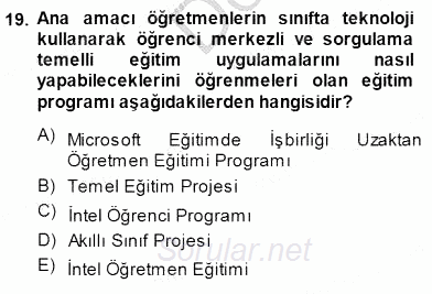 Okulöncesinde Öğretim Teknolojileri Ve Materyal Tasarımı 2014 - 2015 Dönem Sonu Sınavı 19.Soru