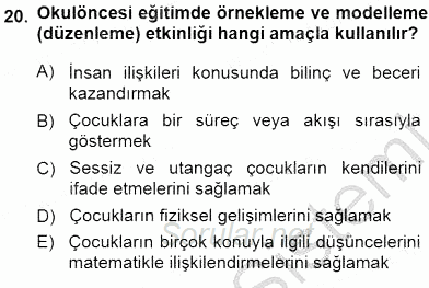 Okulöncesinde Öğretim Teknolojileri Ve Materyal Tasarımı 2014 - 2015 Dönem Sonu Sınavı 20.Soru