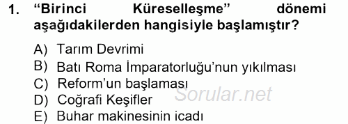 Siyasi Tarih 1 2012 - 2013 Dönem Sonu Sınavı 1.Soru