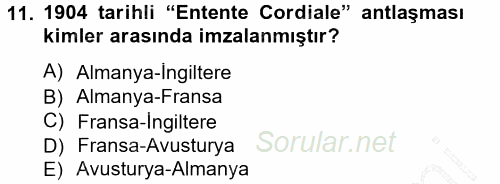 Siyasi Tarih 1 2012 - 2013 Dönem Sonu Sınavı 11.Soru