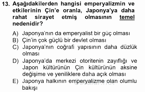 Siyasi Tarih 1 2012 - 2013 Dönem Sonu Sınavı 13.Soru