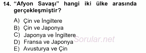 Siyasi Tarih 1 2012 - 2013 Dönem Sonu Sınavı 14.Soru
