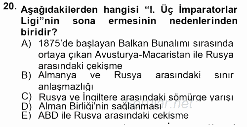 Siyasi Tarih 1 2012 - 2013 Dönem Sonu Sınavı 20.Soru