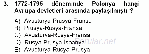 Siyasi Tarih 1 2012 - 2013 Dönem Sonu Sınavı 3.Soru