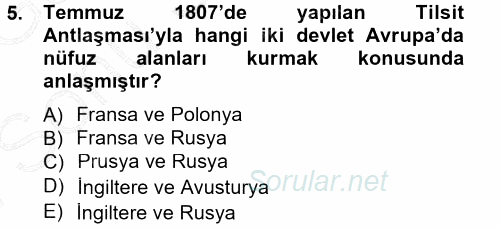 Siyasi Tarih 1 2012 - 2013 Dönem Sonu Sınavı 5.Soru