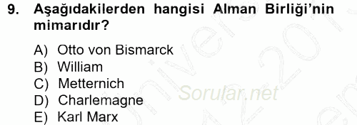 Siyasi Tarih 1 2012 - 2013 Dönem Sonu Sınavı 9.Soru