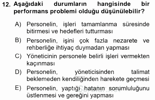 Performans Yönetimi 2015 - 2016 Dönem Sonu Sınavı 12.Soru