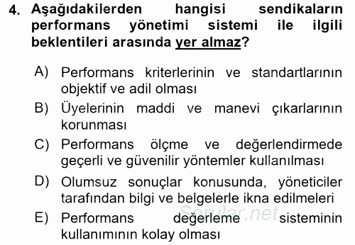 Performans Yönetimi 2015 - 2016 Dönem Sonu Sınavı 4.Soru