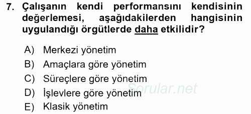 Performans Yönetimi 2015 - 2016 Dönem Sonu Sınavı 7.Soru