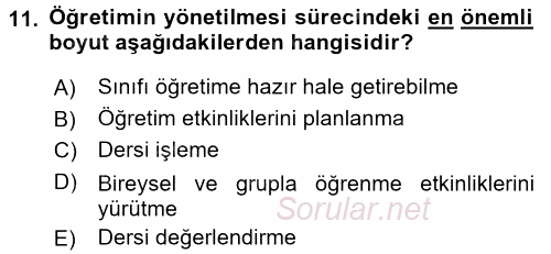 Öğretimde Planlama Ve Değerlendirme 2016 - 2017 Ara Sınavı 11.Soru