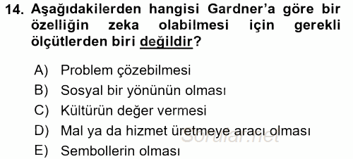 Öğretimde Planlama Ve Değerlendirme 2016 - 2017 Ara Sınavı 14.Soru