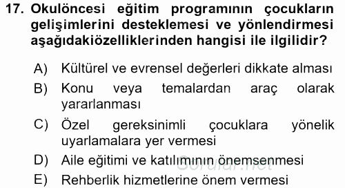 Öğretimde Planlama Ve Değerlendirme 2016 - 2017 Ara Sınavı 17.Soru