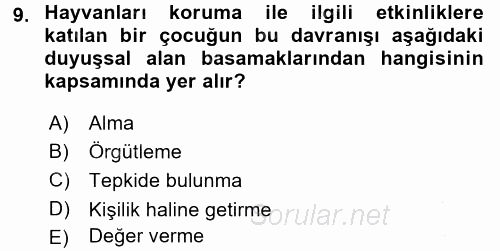 Öğretimde Planlama Ve Değerlendirme 2016 - 2017 Ara Sınavı 9.Soru