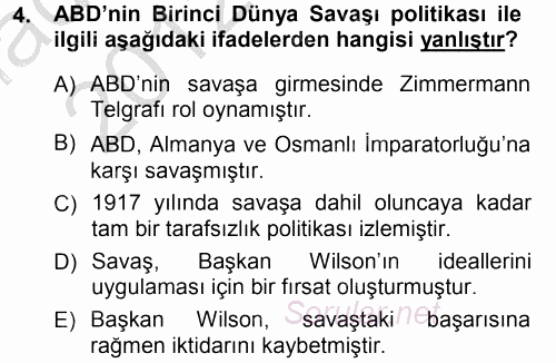 Amerikan Dış Politikası 2012 - 2013 Ara Sınavı 4.Soru