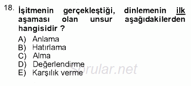 İletişim Bilgisi 2012 - 2013 Ara Sınavı 18.Soru