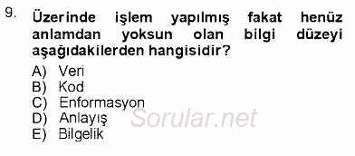 İletişim Bilgisi 2012 - 2013 Ara Sınavı 9.Soru