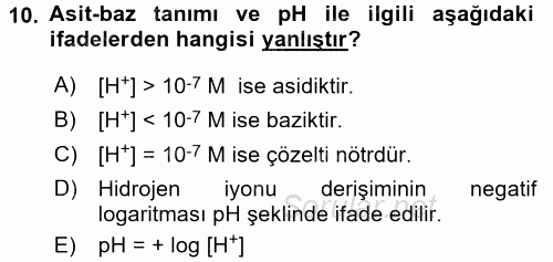 Veteriner Laboratuvar Teknikleri ve Prensipleri 2015 - 2016 Ara Sınavı 10.Soru