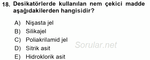 Veteriner Laboratuvar Teknikleri ve Prensipleri 2015 - 2016 Ara Sınavı 18.Soru