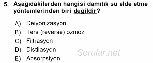Veteriner Laboratuvar Teknikleri ve Prensipleri 2015 - 2016 Ara Sınavı 5.Soru