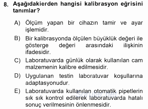 Veteriner Laboratuvar Teknikleri ve Prensipleri 2015 - 2016 Ara Sınavı 8.Soru