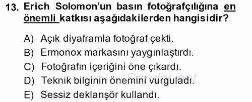 Basın Fotoğrafçılığı 2014 - 2015 Ara Sınavı 13.Soru