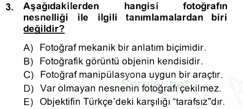 Basın Fotoğrafçılığı 2014 - 2015 Ara Sınavı 3.Soru