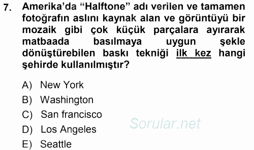 Basın Fotoğrafçılığı 2014 - 2015 Ara Sınavı 7.Soru