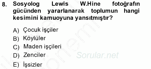 Basın Fotoğrafçılığı 2014 - 2015 Ara Sınavı 8.Soru