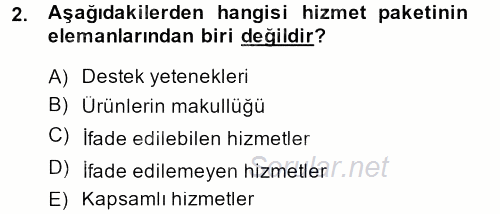 Konaklama Hizmetlerinde Kalite Yönetimi 2013 - 2014 Ara Sınavı 2.Soru