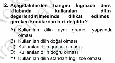 İng. Öğretmenliğinde Öğretim Teknolojileri Ve Materyal Tasarımı 2 2012 - 2013 Ara Sınavı 12.Soru