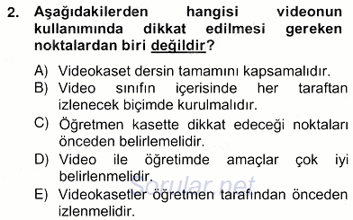 İng. Öğretmenliğinde Öğretim Teknolojileri Ve Materyal Tasarımı 2 2012 - 2013 Ara Sınavı 2.Soru