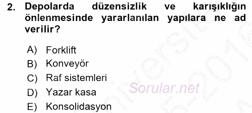 Lojistik İlkeleri 2015 - 2016 Ara Sınavı 2.Soru