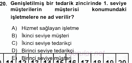 Lojistik İlkeleri 2015 - 2016 Ara Sınavı 20.Soru