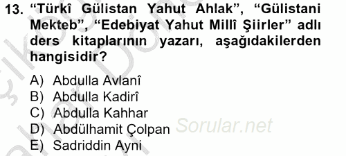 Çağdaş Türk Edebiyatları 2 2014 - 2015 Ara Sınavı 13.Soru
