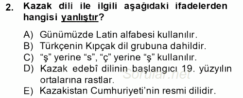 Çağdaş Türk Edebiyatları 2 2014 - 2015 Ara Sınavı 2.Soru