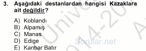 Çağdaş Türk Edebiyatları 2 2014 - 2015 Ara Sınavı 3.Soru