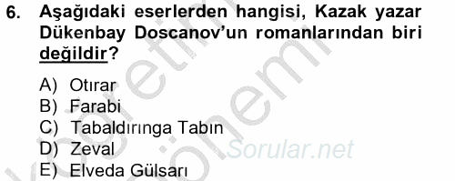 Çağdaş Türk Edebiyatları 2 2014 - 2015 Ara Sınavı 6.Soru
