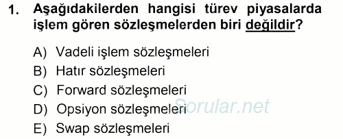 Menkul Kıymet Yatırımları 2012 - 2013 Ara Sınavı 1.Soru