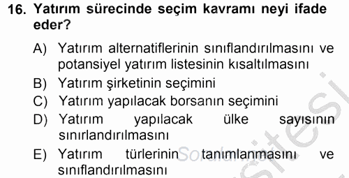 Menkul Kıymet Yatırımları 2012 - 2013 Ara Sınavı 16.Soru