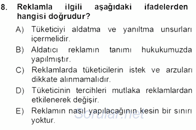 Tüketici Hukuku 2012 - 2013 Ara Sınavı 8.Soru