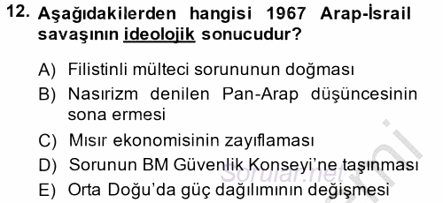 Orta Doğuda Siyaset 2014 - 2015 Ara Sınavı 12.Soru