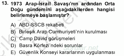 Orta Doğuda Siyaset 2014 - 2015 Ara Sınavı 13.Soru