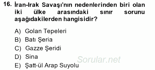 Orta Doğuda Siyaset 2014 - 2015 Ara Sınavı 16.Soru