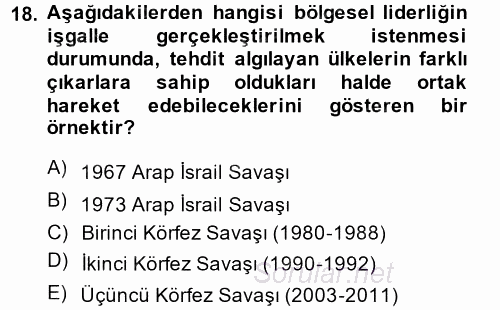 Orta Doğuda Siyaset 2014 - 2015 Ara Sınavı 18.Soru