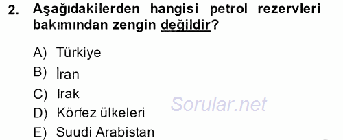 Orta Doğuda Siyaset 2014 - 2015 Ara Sınavı 2.Soru