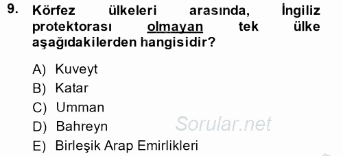 Orta Doğuda Siyaset 2014 - 2015 Ara Sınavı 9.Soru