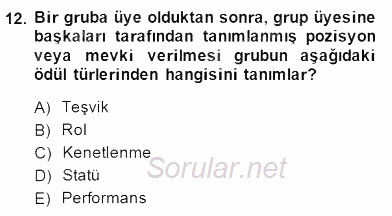 Organizasyonlarda Davranış 2014 - 2015 Ara Sınavı 12.Soru