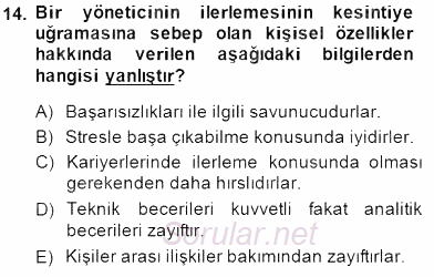 Organizasyonlarda Davranış 2014 - 2015 Ara Sınavı 14.Soru