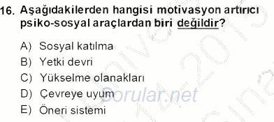 Organizasyonlarda Davranış 2014 - 2015 Ara Sınavı 16.Soru