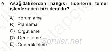 Organizasyonlarda Davranış 2014 - 2015 Ara Sınavı 9.Soru